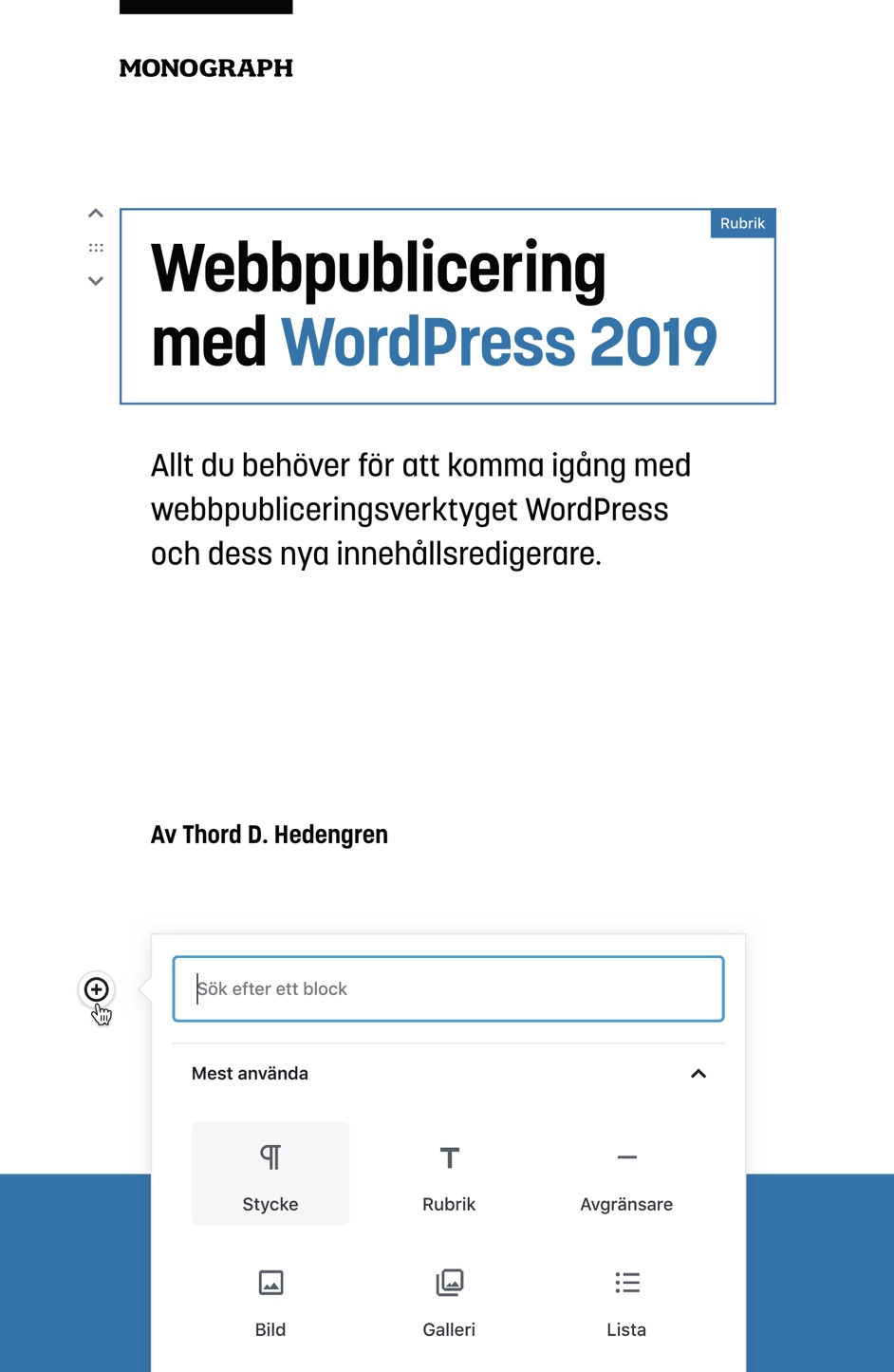 🇸🇪 Webbpublicering med WordPress 2019